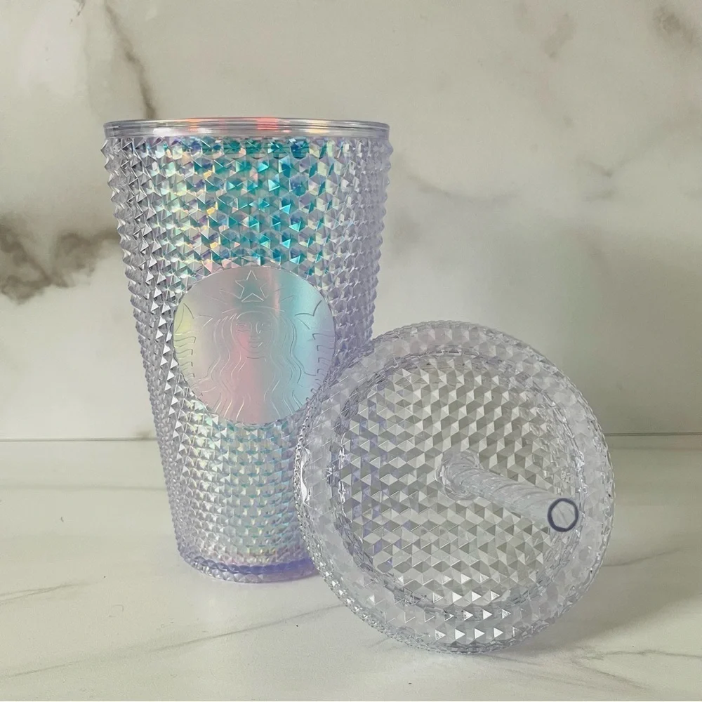 Starbucks 2023 Clear Iridescent Unicorn 16 oz Studded Tumbler Cold Cup- New